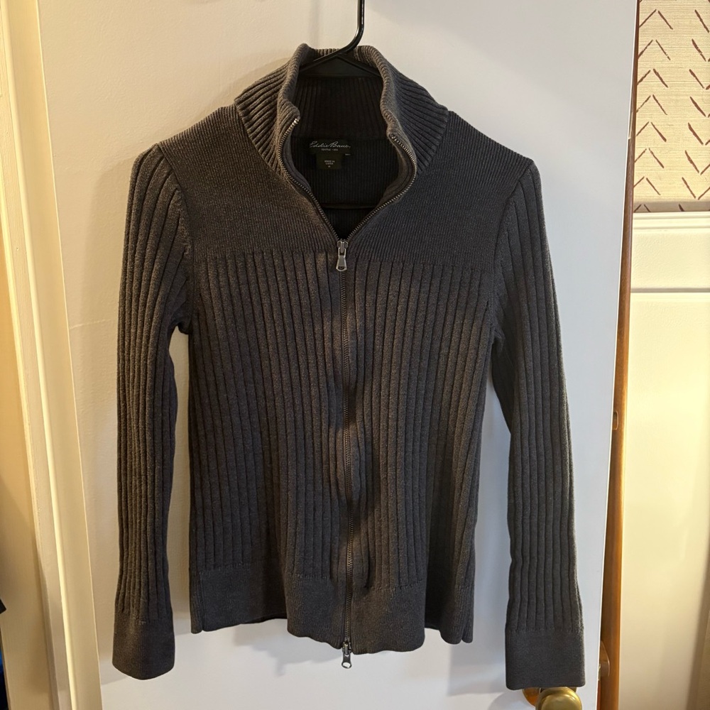 Vintage Eddie Bauer Gray Women's Zip-up Sweater size medium